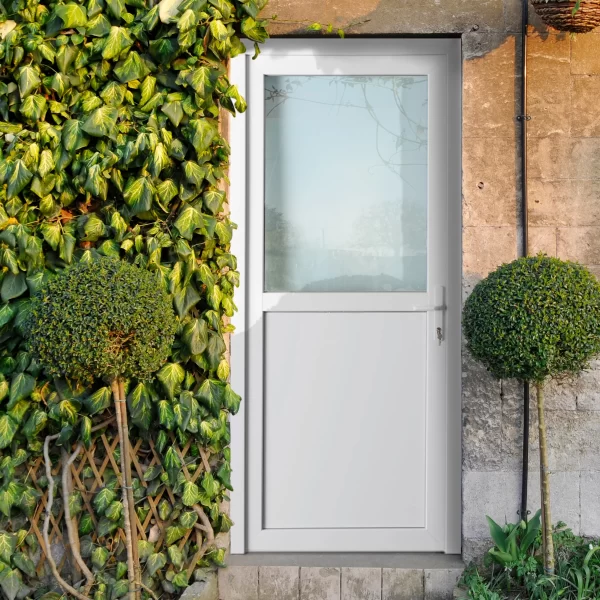 PVC BUITENDEUR WIT - HALFGLAS - Afbeelding 2