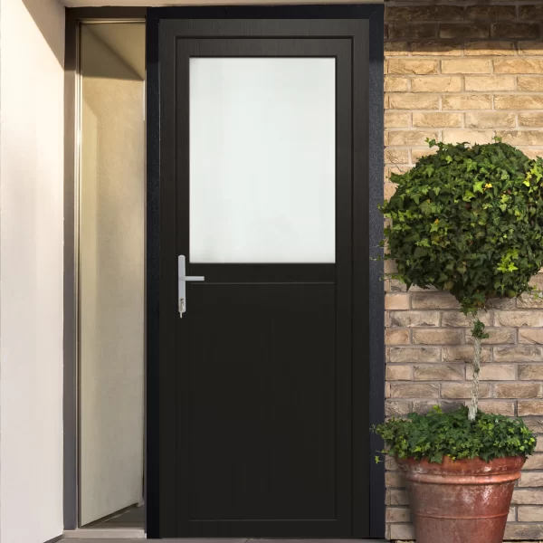 PVC BUITENDEUR ANTRACIET - HALFGLAS - Afbeelding 2
