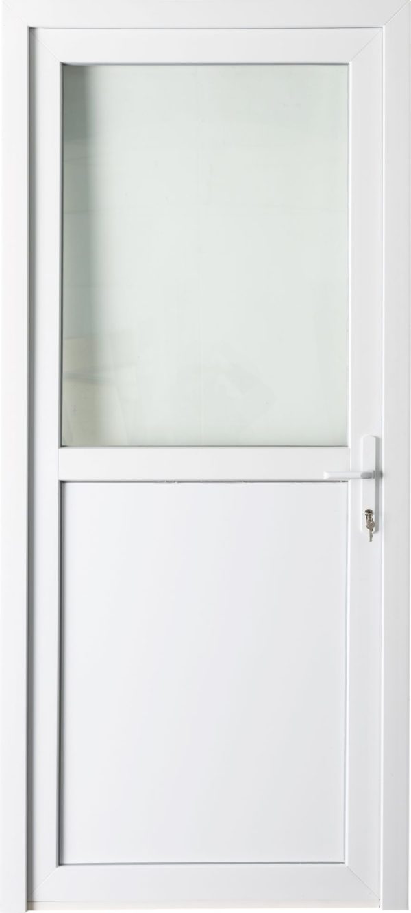 PVC BUITENDEUR WIT - HALFGLAS