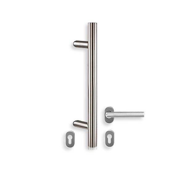 Trekker inox + deurkruk - set A400 voor buitendeur