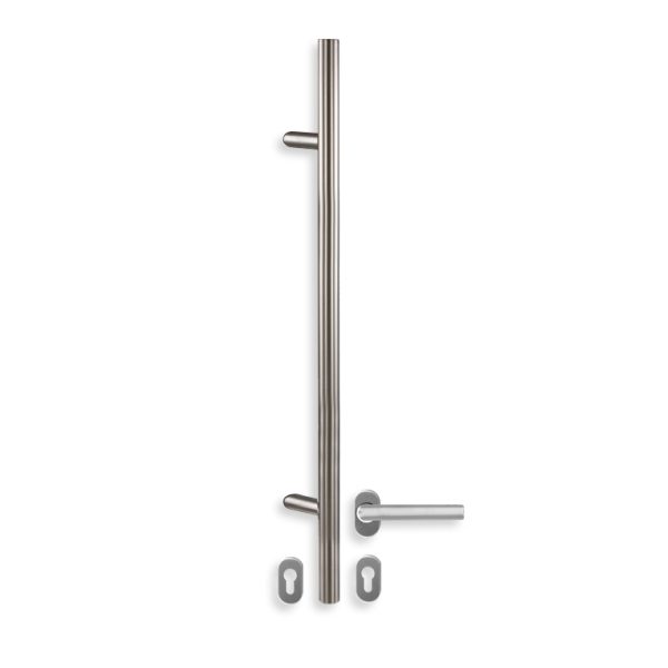 Trekker inox + deurkruk - set A800 (voor buitendeur)
